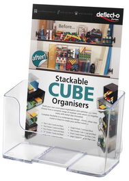 Portafolletos Sobremesa Deflect-O A5 Vertical 1 Compartimento Respaldo Alto Cristal