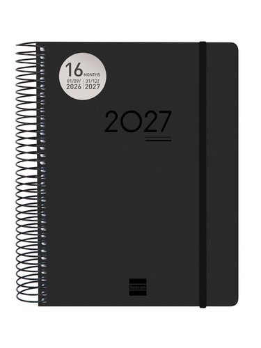 Finocam Agenda Ikon Espiral 16 Meses Negro 2026-2027