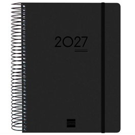 Finocam Agenda Ikon Espiral 16 Meses E10 155x212 mm 1 Día Página Tapas PP Ligero Negro 2026-2027
