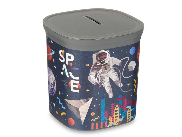 Pincello Hucha Plástico Cuadrada Astronauta Surtido 9x10.2x9 cm (Set de 48)