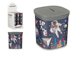 Pincello Hucha Plástico Cuadrada Astronauta Surtido 9x10.2x9 cm (Set de 48)