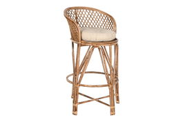 DKD Home Decor Taburete Balines Natural Hecho a Mano con Cojín, Ratan, Dimensiones 58 x 100 x 54 cm (Largo x Alto x Ancho)