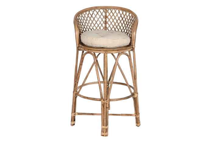 DKD Home Decor Taburete Balines Natural Hecho a Mano con Cojín, Ratan, Dimensiones 58 x 100 x 54 cm (Largo x Alto x Ancho)