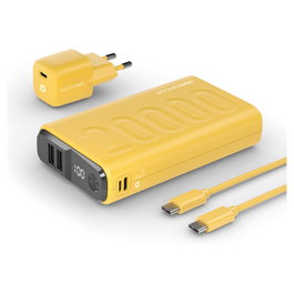 Ultron PB-20000 Powerbank 20000 mAh Amarillo con Carga Rápida PD 20W y 3 Puertos (USB-C, Micro USB, 2x USB-A) - Realpower