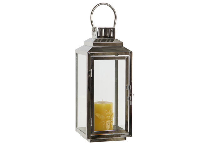 DKD Home Decor Portavela de Aluminio y Cristal 14x14x35 cm Pack de 2