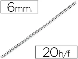 Yosan Espiral metálico negro paso 6:1 de 6 mm calibre 1,00 mm