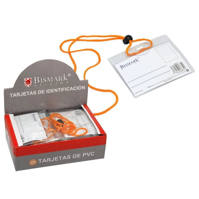 Bismark Tarjetas de Identificación PVC Horizontal 105x70 mm con Cordón Naranja Bismark Tarjetas de Identificación PVC Horizontal 105x70 mm con Cordón Naranja