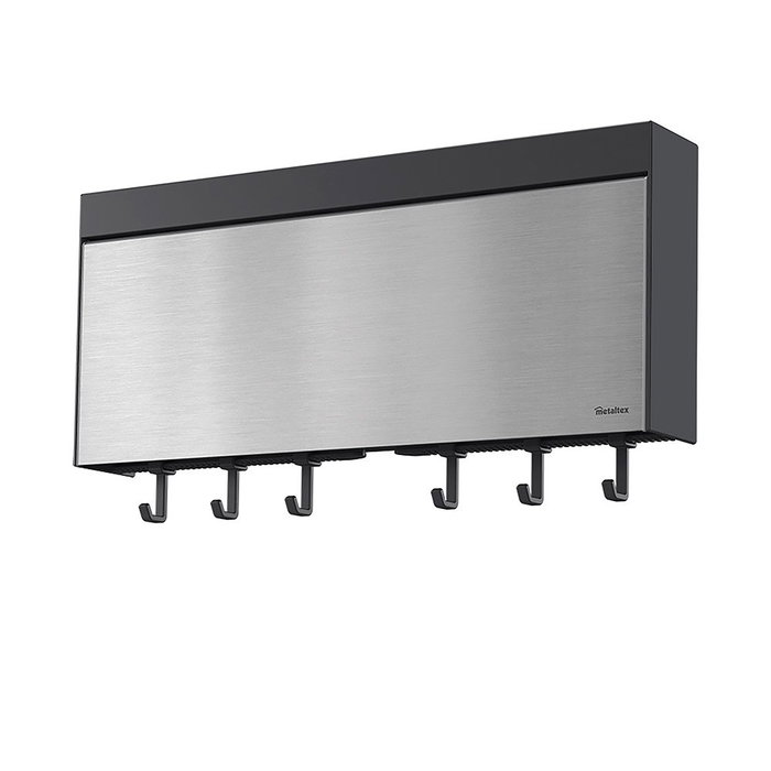 Metaltex Tango Dispensador Triple de Pared para Rollos de Cocina, 38 cm con Ganchos y Estante, Kit de Montaje Incluido