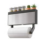 Metaltex Tango Dispensador Triple de Pared para Rollos de Cocina, 38 cm con Ganchos y Estante, Kit de Montaje Incluido