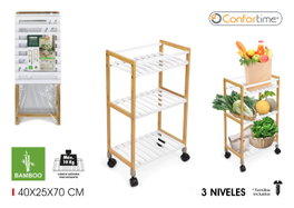 Confortime Verdulero de Bambú Blanco 40x25x70cm