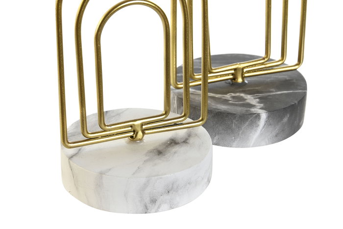 DKD Home Decor Candelabro Moderno Dorado Blanco Metal Cemento 8 x 16 x 8 cm (12 Unidades)