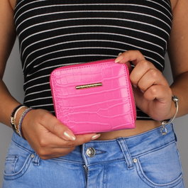 Zoozie Bags 1463 Cartera y Tarjetero de Piel Rosa para Mujer, 4 Fundas para Tarjetas, 1 Funda para Billetes, 1 Bolsillo para Monedas, 11.5 x 10.5 cm