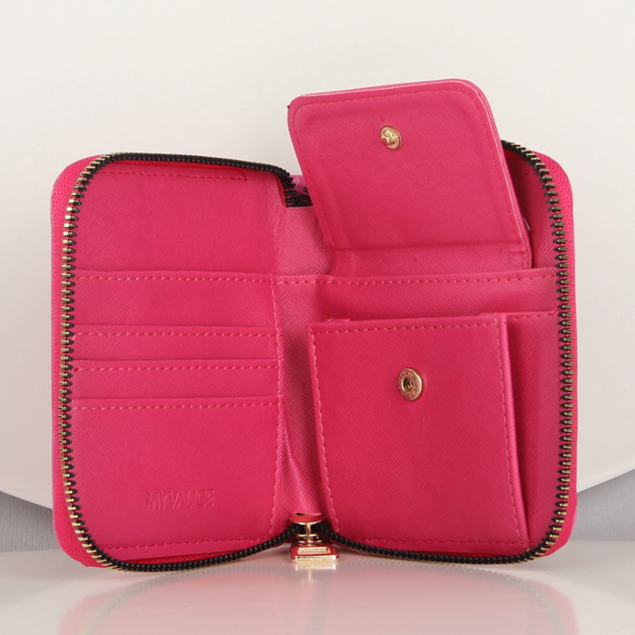 Zoozie Bags 1463 Cartera y Tarjetero de Piel Rosa para Mujer, 4 Fundas para Tarjetas, 1 Funda para Billetes, 1 Bolsillo para Monedas, 11.5 x 10.5 cm
