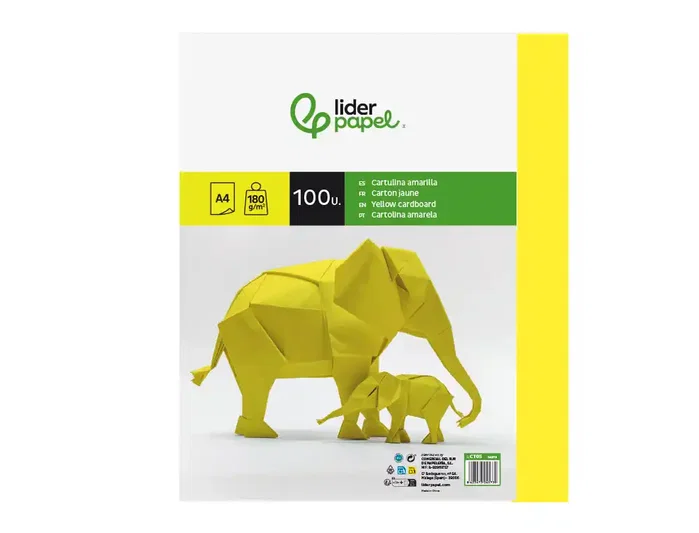 Liderpapel Cartulina A4 180g/m2 Amarillo Paquete de 100 Hojas Liderpapel Cartulina A4 180g/m2 Amarillo Paquete de 100 Hojas