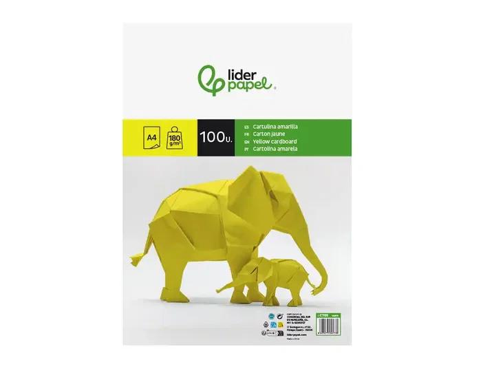 Liderpapel Cartulina A4 180g/m2 Amarillo Paquete de 100 Hojas Liderpapel Cartulina A4 180g/m2 Amarillo Paquete de 100 Hojas