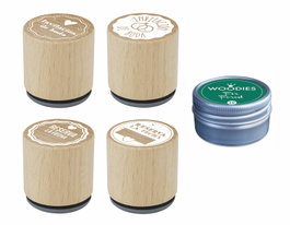 Innspiro Kit 4 Sellos de Madera Boda Invitación Formal y Tinta Verde oscuro