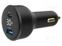GEMBIRD Cargador de coche TA-UC-AC2PD30LCD-CAR-01 con USB Tipo C y carga rápida, Negro