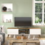 Hanah Home Soporte TV Blanco y Nogal moderno 180x53x35 cm con amplio almacenamiento, diseño de color sólido y concepto novedoso