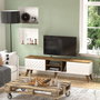 Hanah Home Soporte TV Blanco y Nogal moderno 180x53x35 cm con amplio almacenamiento, diseño de color sólido y concepto novedoso