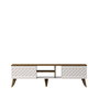 Hanah Home Soporte TV Blanco y Nogal moderno 180x53x35 cm con amplio almacenamiento, diseño de color sólido y concepto novedoso