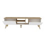 Hanah Home Soporte TV Blanco y Nogal moderno 180x53x35 cm con amplio almacenamiento, diseño de color sólido y concepto novedoso