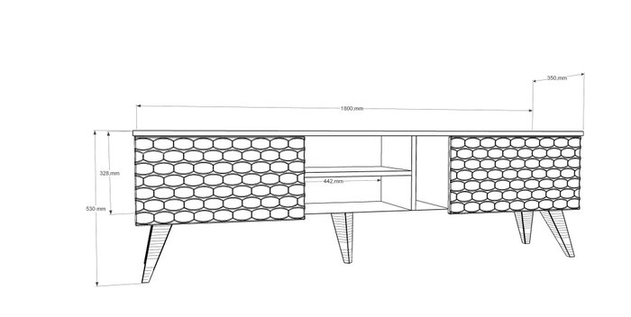 Hanah Home Soporte TV Blanco y Nogal moderno 180x53x35 cm con amplio almacenamiento, diseño de color sólido y concepto novedoso