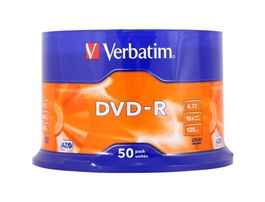 Verbatim DVD-R 4.7 GB 16X 50 Pack Spindle, Superficie Matt Silver