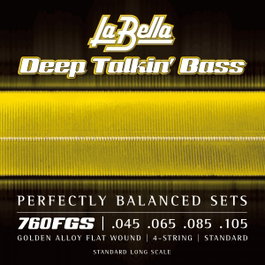 Juego de Cuerdas La Bella para Bajo Deep Talkin Gold Flats 045-105