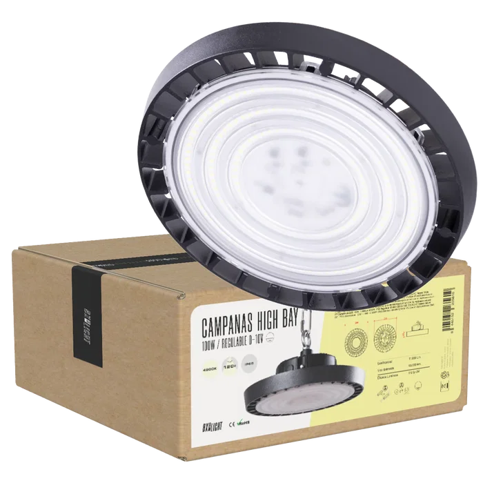 BX3 LIGHT Campana High Bay LED 100W IP65 6000K 120 Grados para Techos Altos, Naves Industriales, Almacenes - BX3-HVB100W-N2-CW