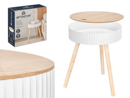 Giftdecor Mesa Auxiliar Ondas 38 cm Blanco Madera (Set de 4)