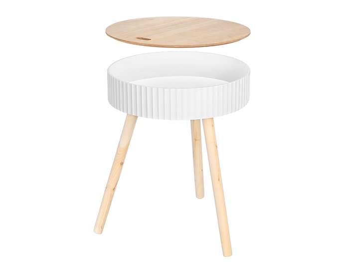 Giftdecor Mesa Auxiliar Ondas 38 cm Blanco Madera (Set de 4)