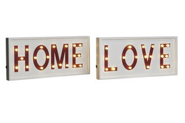 DKD Home Decor Decoración de pared de madera con LEDS (Surtido de 2 unidades)