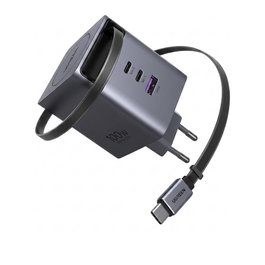 UGREEN Cargador Rápido X616 100W GaN con Cable USB-C Retráctil, 2x USB-C y 1x USB-A