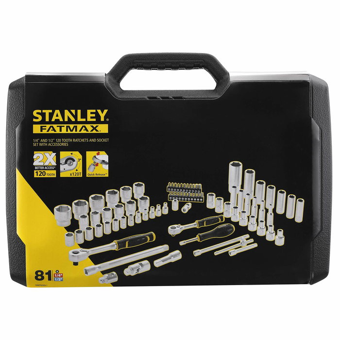 Stanley Fatmax Set de Enchufes 81 Piezas 1/4'' y 1/2''