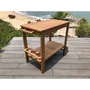 Carrito de Jardín de Eucalipto FSC 91.8x49.9x74cm con Soporte para Botellas, 2 Ruedas y Estante Retráctil