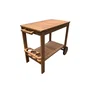 Carrito de Jardín de Eucalipto FSC 91.8x49.9x74cm con Soporte para Botellas, 2 Ruedas y Estante Retráctil