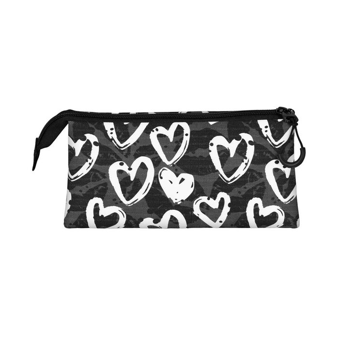 Oh My Pop Estuche Portatodo Triple Heart Negro