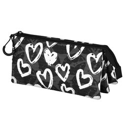Oh My Pop Estuche Portatodo Triple Heart Negro