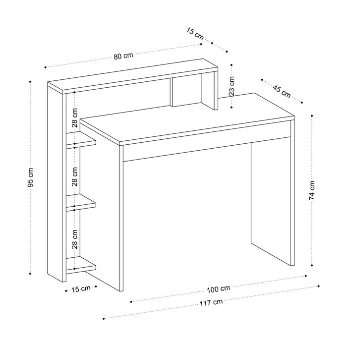 Hanah Home Mesa de Estudio Roble 95x117x45 cm. Mesa de Estudio para Oficina en Casa, Tablero de Partículas Recubierto de Melamina, Grosor 18 mm Hanah Home Mesa de Estudio Roble 95x117x45 cm. Mesa de Estudio para Oficina en Casa, Tablero de Partículas Recubierto de Melamina, Grosor 18 mm