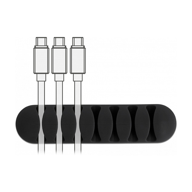 DeLOCK Juego de 6 Portacables Autoadhesivos con 7 Pasamuros Negro