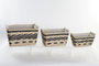 DKD Home Decor Cesta Colonial Set de 3 Fibra Poliester Natural Gris Oscuro 26 x 24 x 38 cm