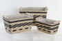 DKD Home Decor Cesta Colonial Set de 3 Fibra Poliester Natural Gris Oscuro 26 x 24 x 38 cm
