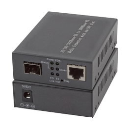 EFB Elektronik EL029 Convertidor de Medios Gigabit Ethernet, 1x RJ45 10/100/1000Base-T a 1x Puerto SFP Gigabit, IEEE 802.3/ab/u/z, Negro