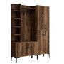Hanah Home Viyana DA Soporte de Pasillo Industrial de Madera Color Nogal con Estantes y Armarios para Organización del Hogar 150x35x200cm