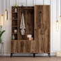 Hanah Home Viyana DA Soporte de Pasillo Industrial de Madera Color Nogal con Estantes y Armarios para Organización del Hogar 150x35x200cm