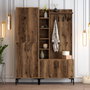 Hanah Home Viyana DA Soporte de Pasillo Industrial de Madera Color Nogal con Estantes y Armarios para Organización del Hogar 150x35x200cm
