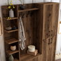 Hanah Home Viyana DA Soporte de Pasillo Industrial de Madera Color Nogal con Estantes y Armarios para Organización del Hogar 150x35x200cm
