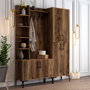Hanah Home Viyana DA Soporte de Pasillo Industrial de Madera Color Nogal con Estantes y Armarios para Organización del Hogar 150x35x200cm