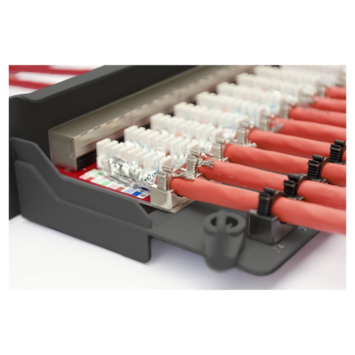 Digitus Patchpanel 1HE RJ-45, 24 Puertos Cat6a Apantallado (Categoría EA) para Montaje en Rack 1U, Color Negro