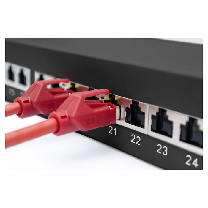 Digitus Patchpanel 1HE RJ-45, 24 Puertos Cat6a Apantallado (Categoría EA) para Montaje en Rack 1U, Color Negro